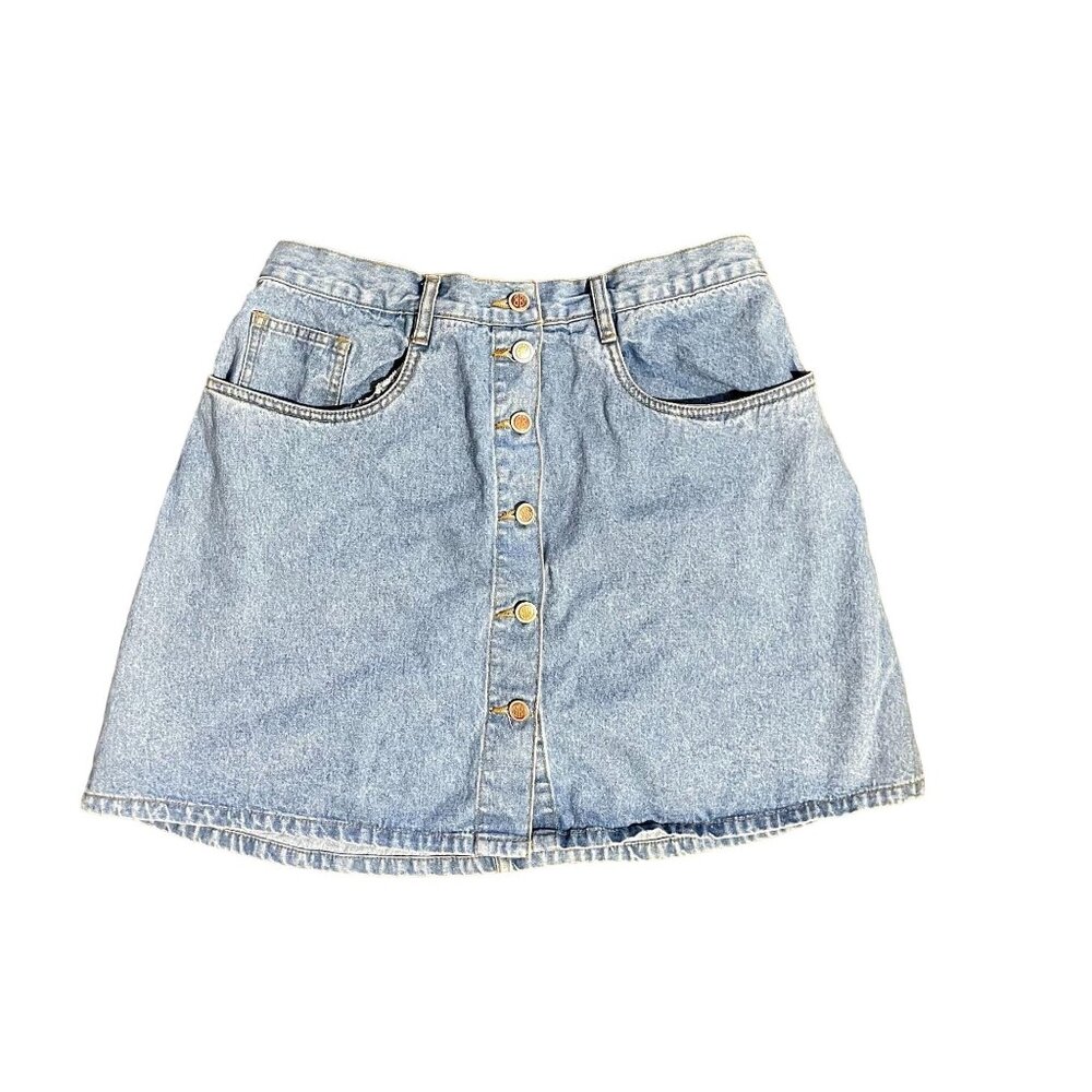 Vintage 90's Bill Blass Denim Skirt Button Front Sz. 14 Western Boho